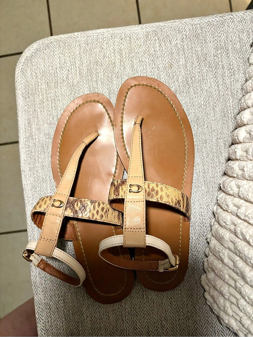 Coach Jessica Flat Sandal Animal Print Brown & beige